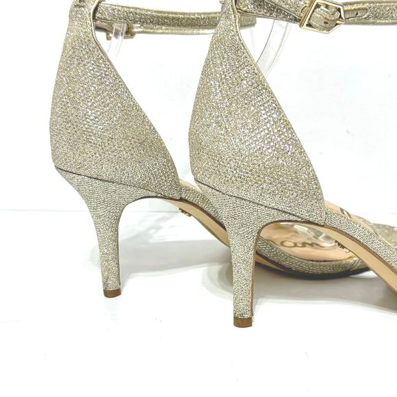 Sam Edelman Women’s Patti Ankle Strap Heeled Dress Sandal Gold Sparkle Size 9 - Picture 6 of 12